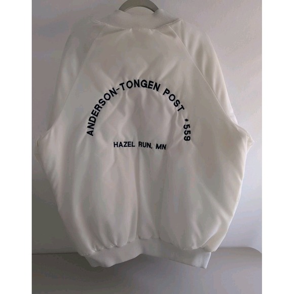 VTG Clarkfield Outdoors  Snap-button Varsity or Bomber Men's jacket XLT White - Picture 2 of 12